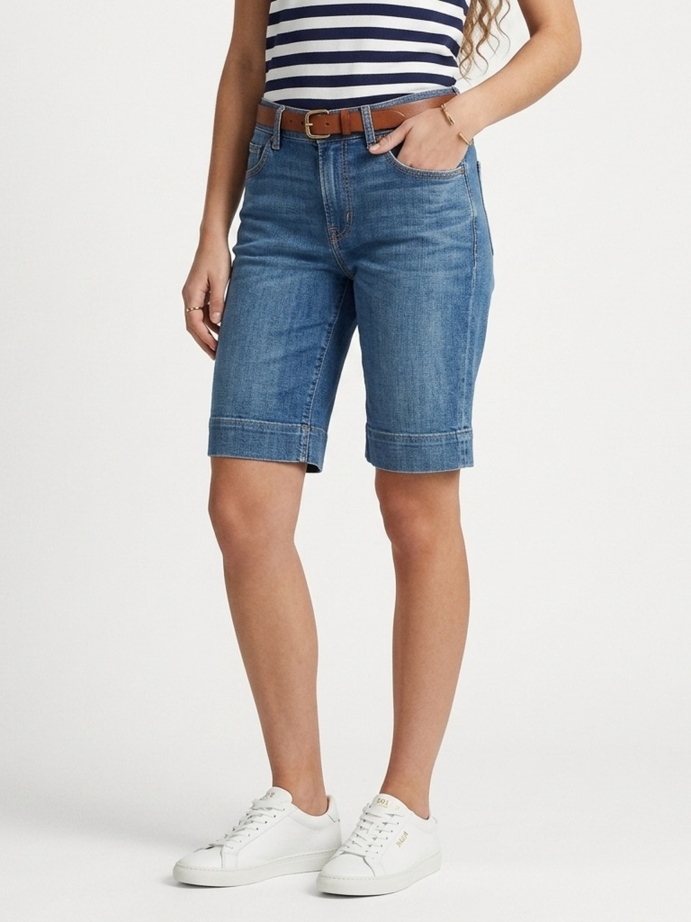 Citizens Of Humanity Ios Bermuda Shorts Stretch Denim Medium Wash Blue Size 27